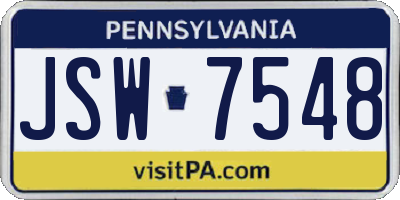 PA license plate JSW7548