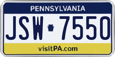 PA license plate JSW7550