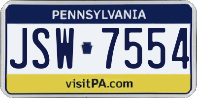 PA license plate JSW7554