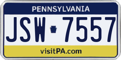 PA license plate JSW7557