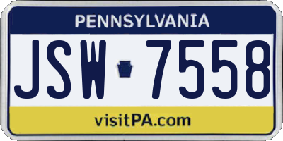 PA license plate JSW7558