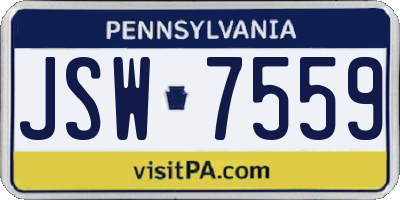 PA license plate JSW7559