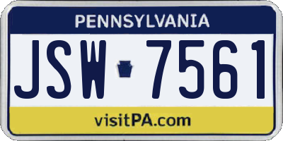 PA license plate JSW7561
