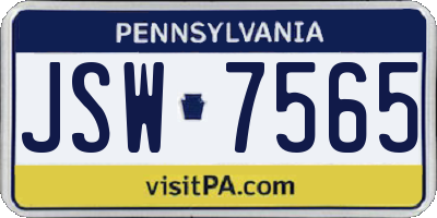PA license plate JSW7565