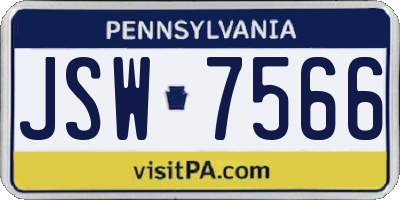 PA license plate JSW7566