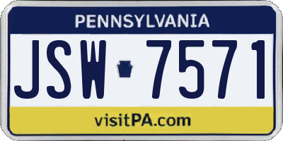 PA license plate JSW7571