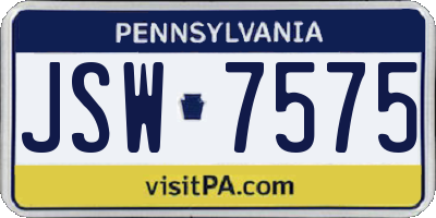 PA license plate JSW7575