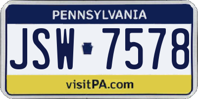 PA license plate JSW7578
