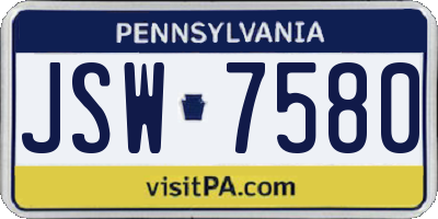 PA license plate JSW7580