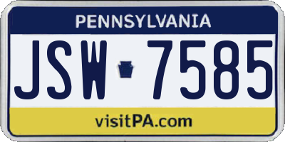 PA license plate JSW7585