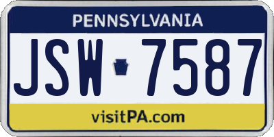 PA license plate JSW7587