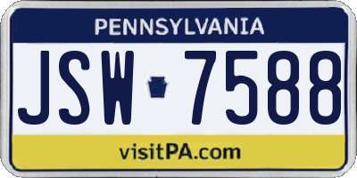 PA license plate JSW7588