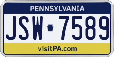 PA license plate JSW7589