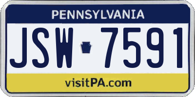 PA license plate JSW7591