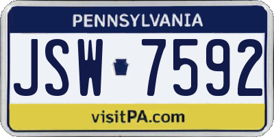 PA license plate JSW7592