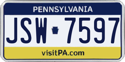 PA license plate JSW7597