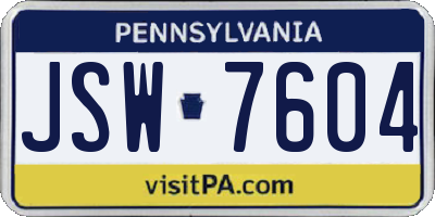 PA license plate JSW7604