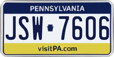 PA license plate JSW7606