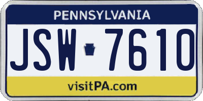 PA license plate JSW7610