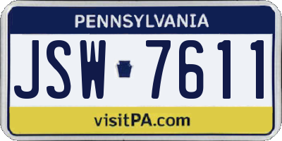 PA license plate JSW7611