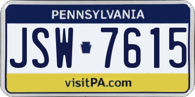 PA license plate JSW7615