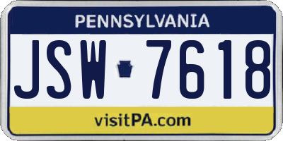 PA license plate JSW7618