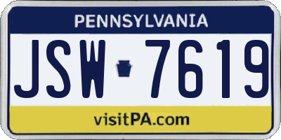 PA license plate JSW7619