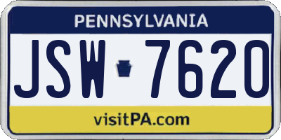 PA license plate JSW7620