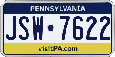 PA license plate JSW7622