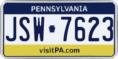 PA license plate JSW7623