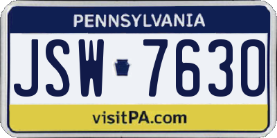 PA license plate JSW7630