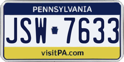 PA license plate JSW7633