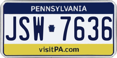 PA license plate JSW7636