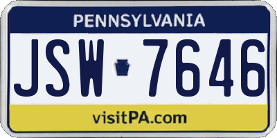 PA license plate JSW7646