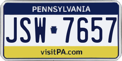 PA license plate JSW7657