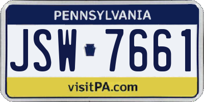 PA license plate JSW7661
