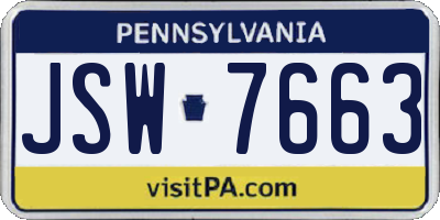 PA license plate JSW7663