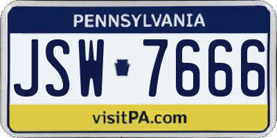 PA license plate JSW7666
