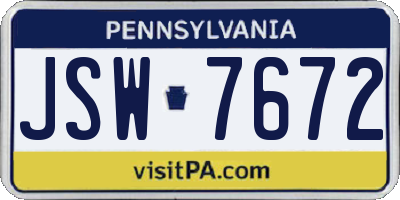 PA license plate JSW7672