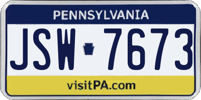 PA license plate JSW7673