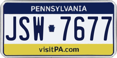 PA license plate JSW7677