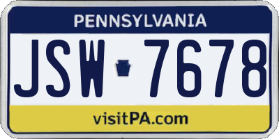 PA license plate JSW7678