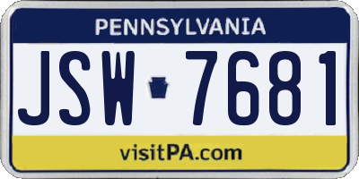 PA license plate JSW7681