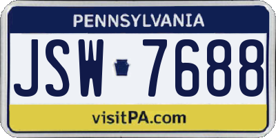 PA license plate JSW7688