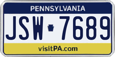 PA license plate JSW7689