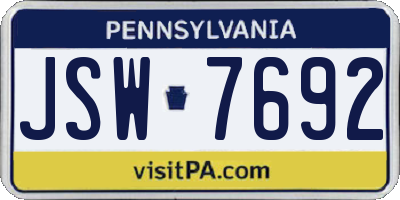 PA license plate JSW7692