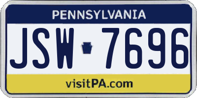 PA license plate JSW7696