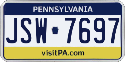 PA license plate JSW7697