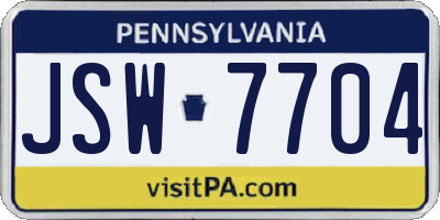 PA license plate JSW7704
