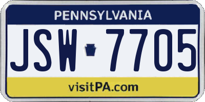PA license plate JSW7705